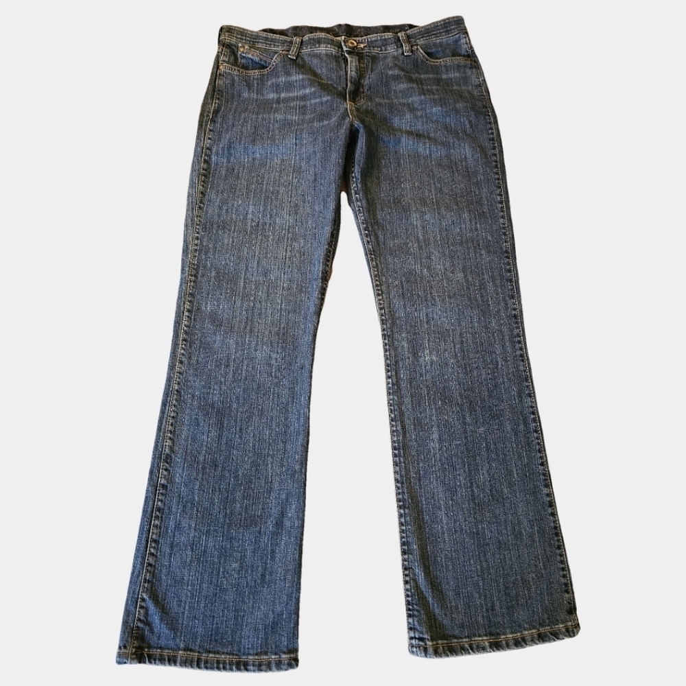 Wrangler Q-Baby No Gap Waist Dark Wash Bootcut Jeans Size 15/16